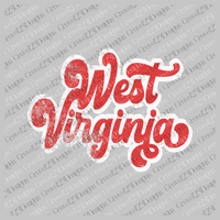 West Virginia Red & White Retro Shadow Distressed