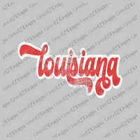 Louisiana Red & White Retro Shadow Distressed