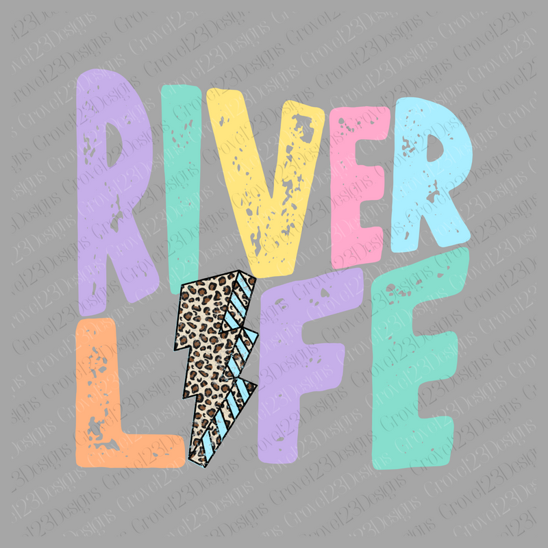 River Life Pastels Distressed Leopard Lightning Bolt