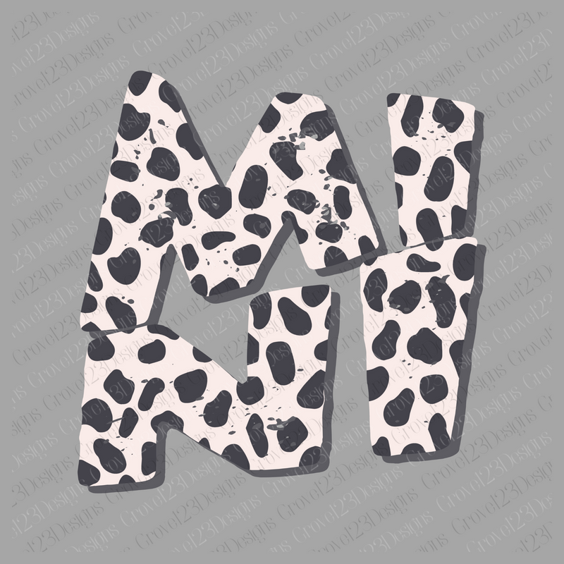 Mini Distressed Dalmatian or Cow Print Drop Shadow - Cream and Dark Grey Design