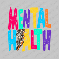 Mental Health Colorful Distressed Leopard Lightning Bolt