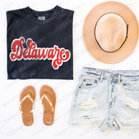 Delaware Red & White Retro Shadow Distressed