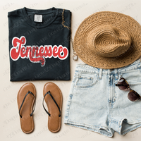 Tennessee Red & White Retro Shadow Distressed