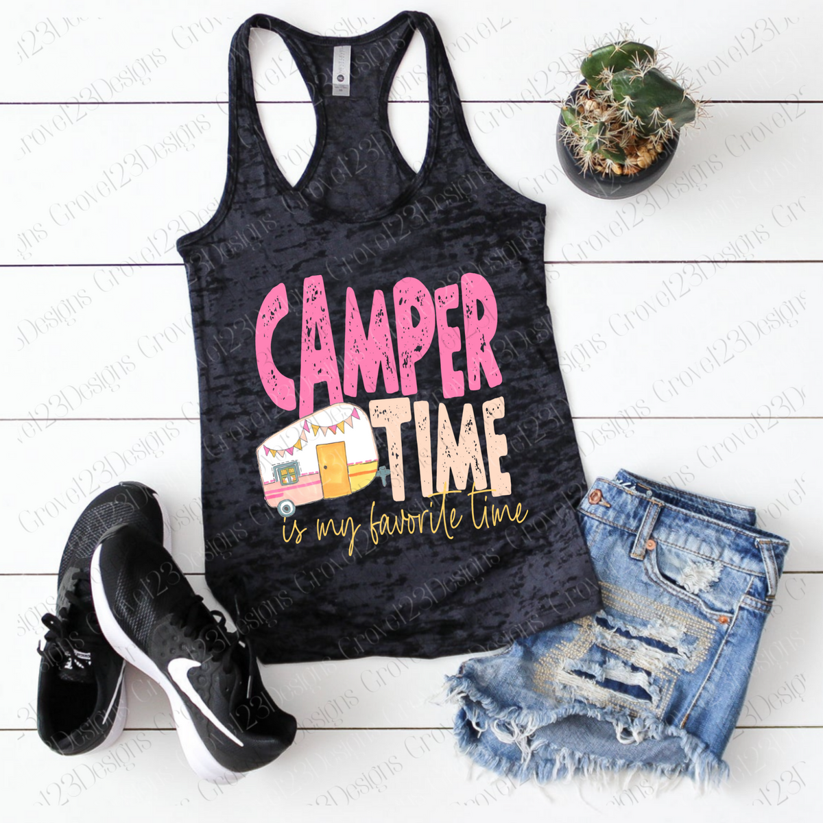 Camper Time is my Favorite Time Pinks Distressed Design
