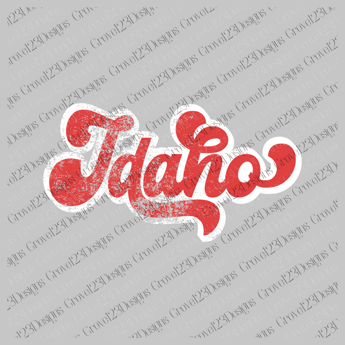 Idaho Red & White Retro Shadow Distressed