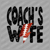Coach's Wife Black Distressed Football Lightning Bolt Design