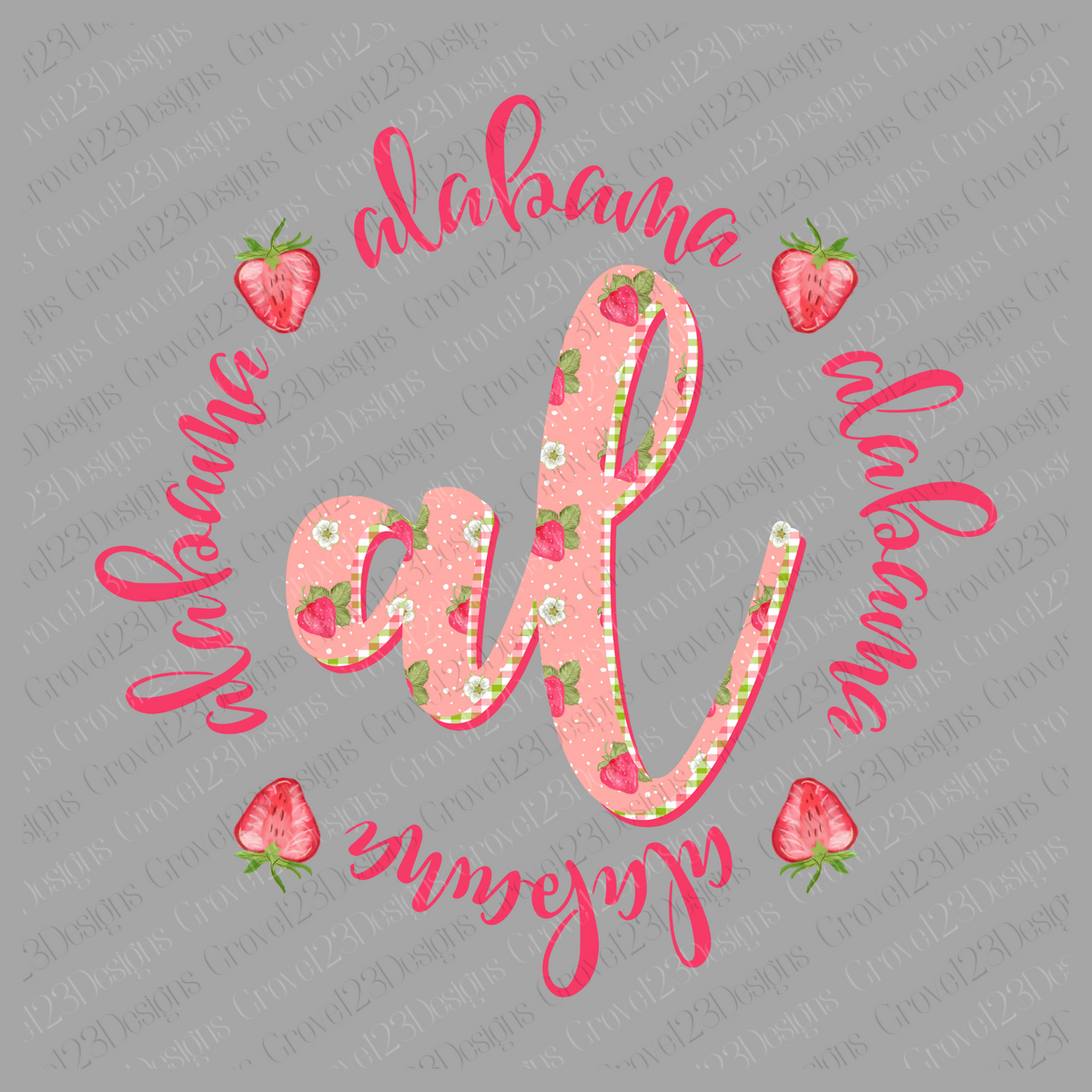 AL Alabama Strawberries and Gingham