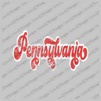 Pennsylvania Red & White Retro Shadow Distressed