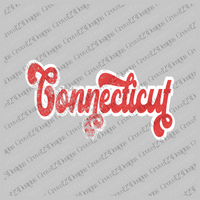 Connecticut Red & White Retro Shadow Distressed