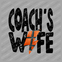 Coach's Wife Black Distressed Basketball Lightning Bolt Design