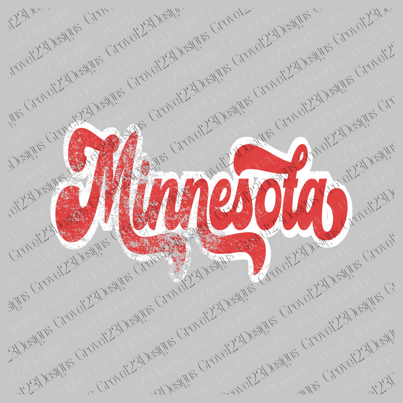 Minnesota Red & White Retro Shadow Distressed