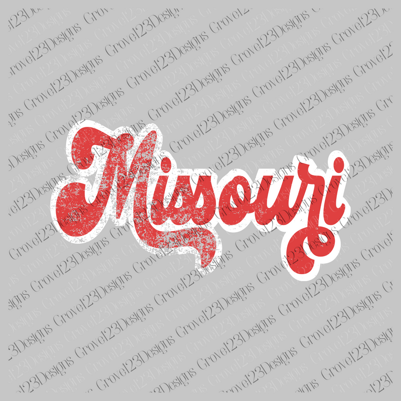 Missouri Red & White Retro Shadow Distressed