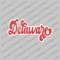 Delaware Red & White Retro Shadow Distressed