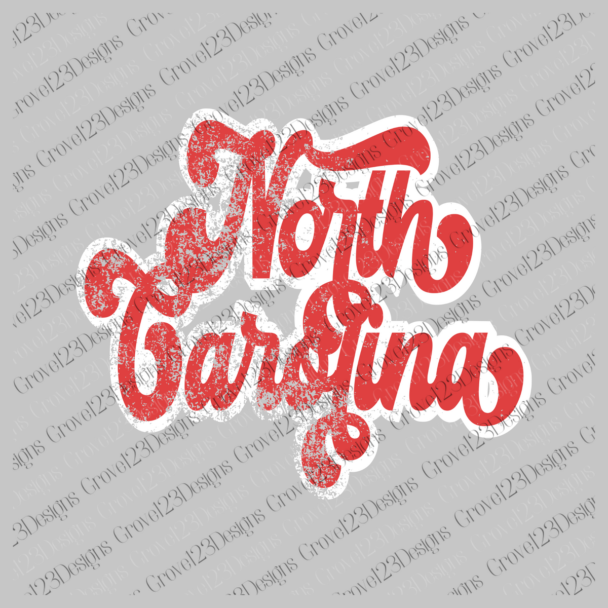 North Carolina Red & White Retro Shadow Distressed