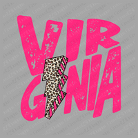Virginia Pink Distressed Leopard Lightning Bolt Design