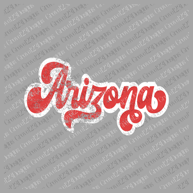 Arizona Red & White Retro Shadow Distressed