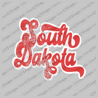 South Dakota Red & White Retro Shadow Distressed