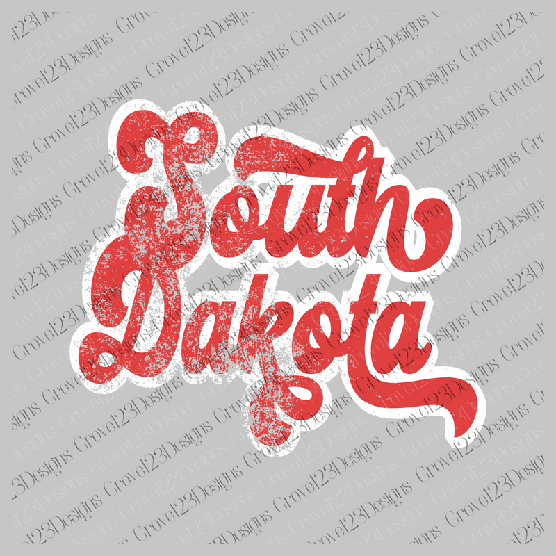 South Dakota Red & White Retro Shadow Distressed
