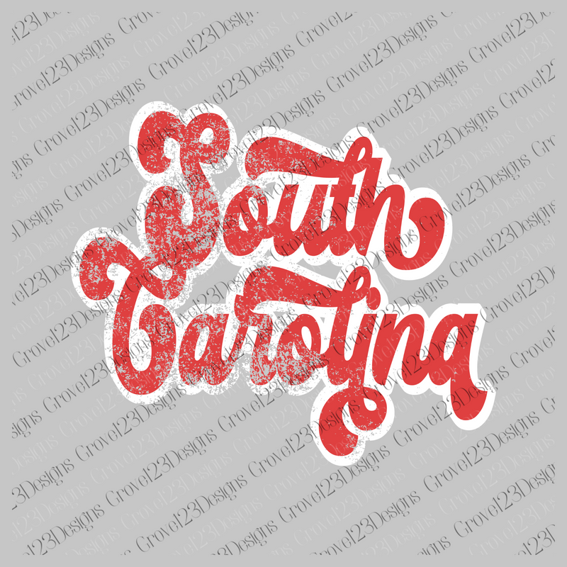 South Carolina Red & White Retro Shadow Distressed
