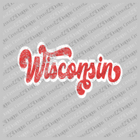 Wisconsin Red & White Retro Shadow Distressed