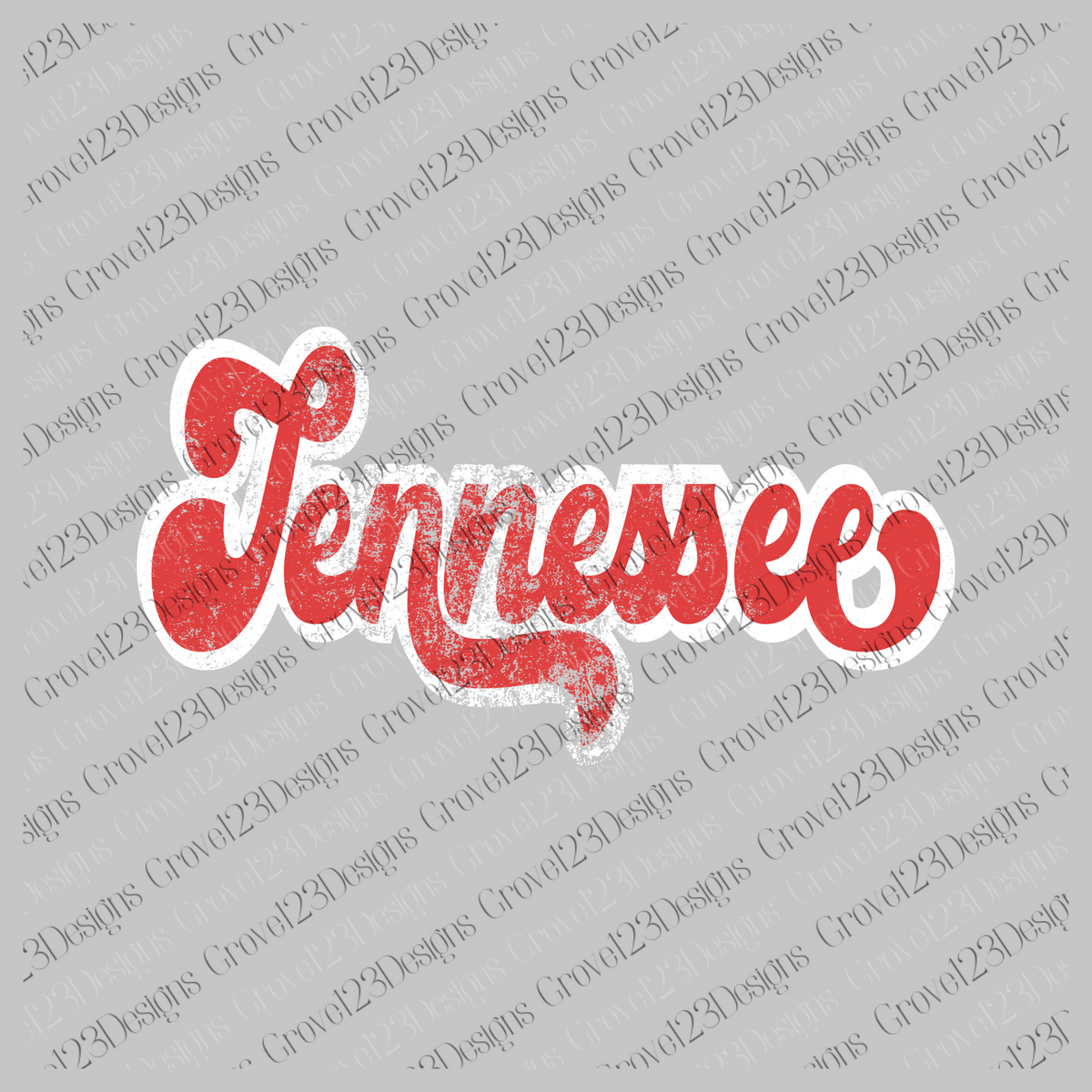 Tennessee Red & White Retro Shadow Distressed