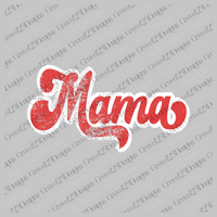 Mama Red & White Retro Shadow Distressed