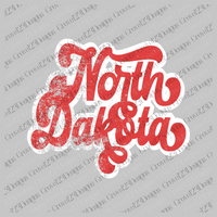North Dakota Red & White Retro Shadow Distressed