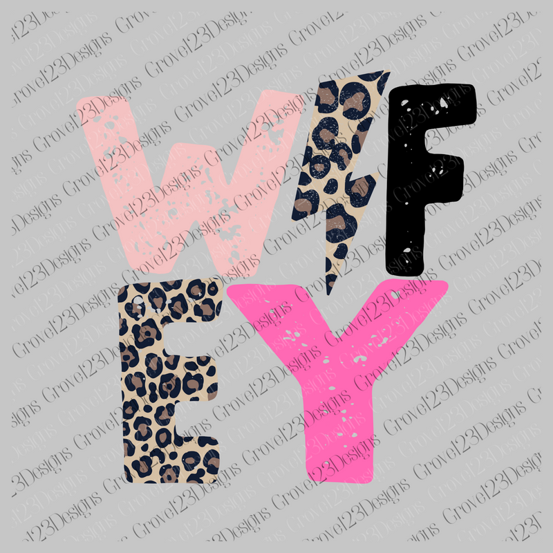 Wifey Pink, Black and Leopard Distressed Leopard Lightning Bolt