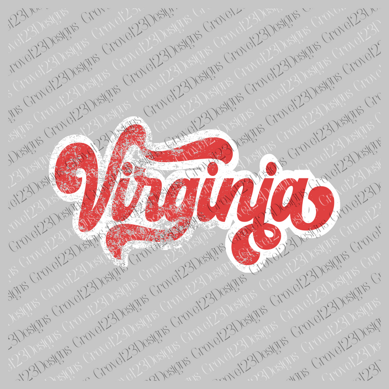 Virginia Red & White Retro Shadow Distressed