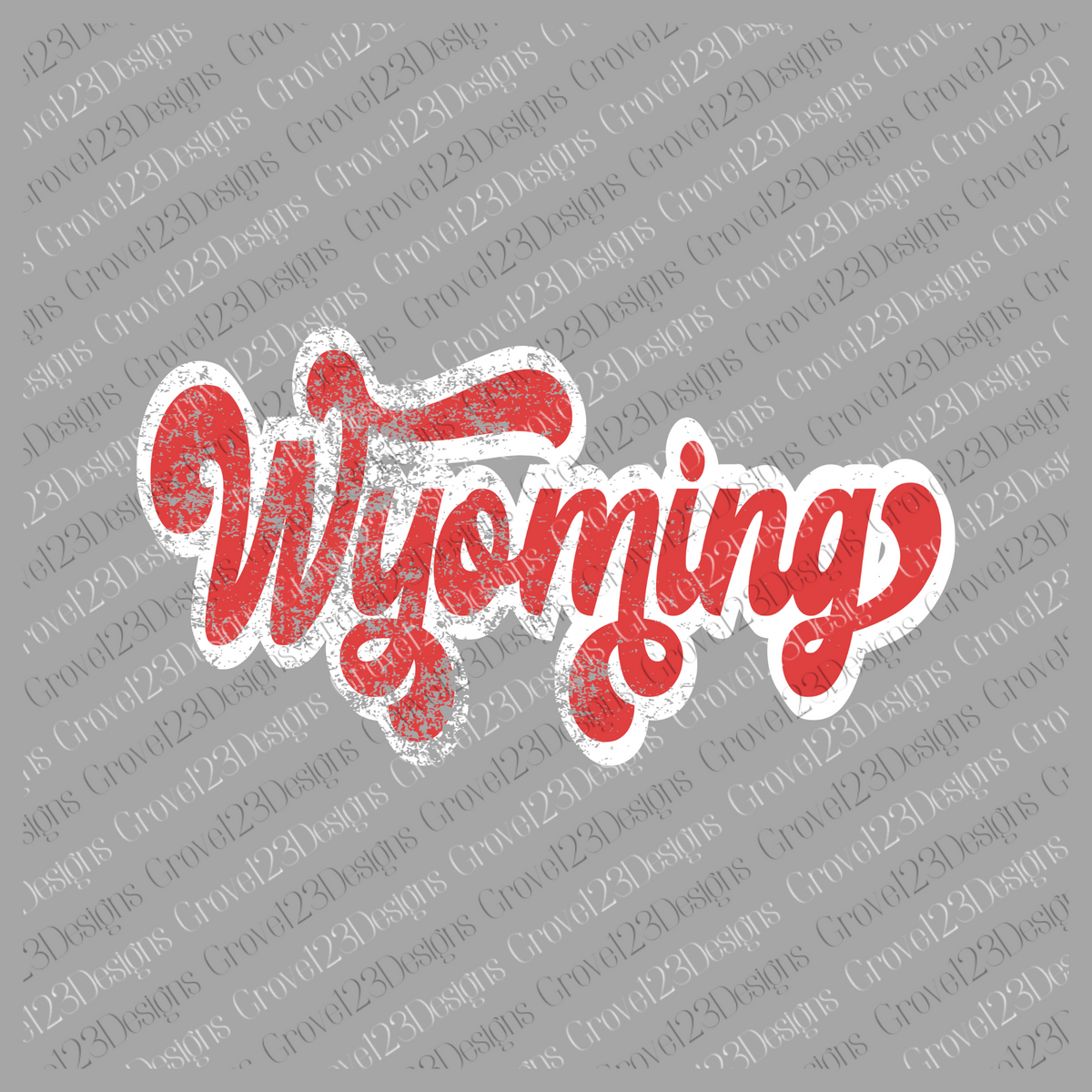 Wyoming Red & White Retro Shadow Distressed