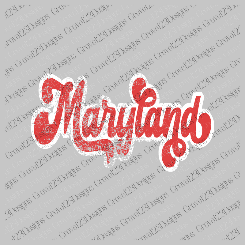 Maryland Red & White Retro Shadow Distressed
