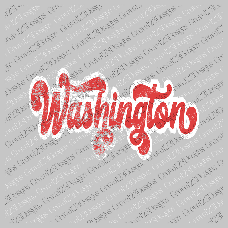 Washington Red & White Retro Shadow Distressed