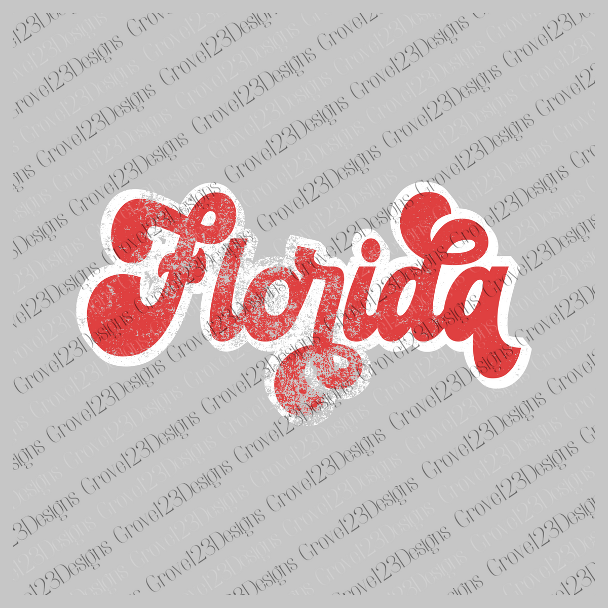 Florida Red & White Retro Shadow Distressed
