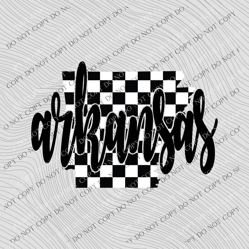 Arkansas Checkered State Black/White Digital Design, PNG
