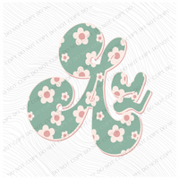 AZ Arizona Vintage Floral Green, Pink & Cream Digial Design, PNG