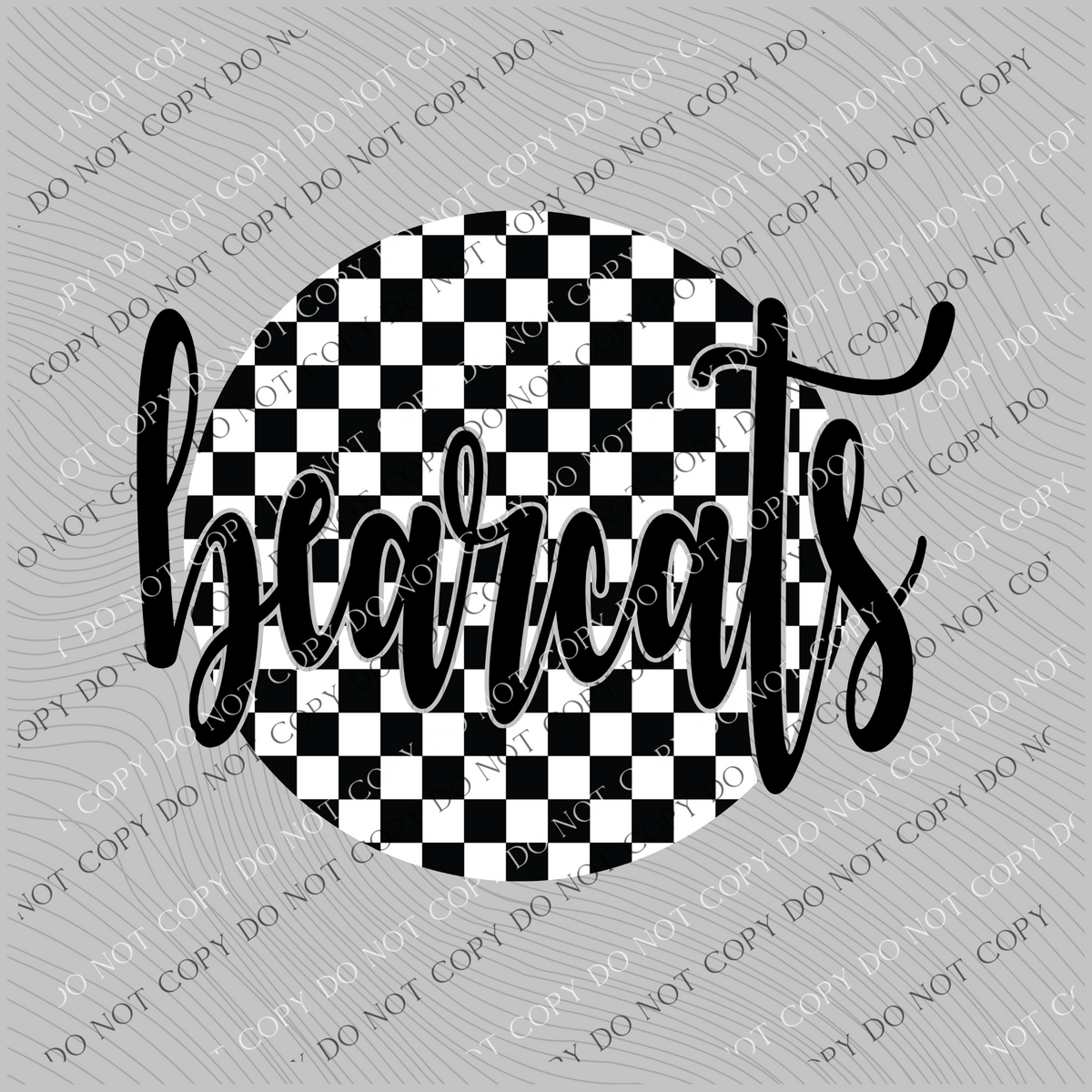 Bearcats Checkered Circle Cutout Black/White Mascot Digital Design, PNG