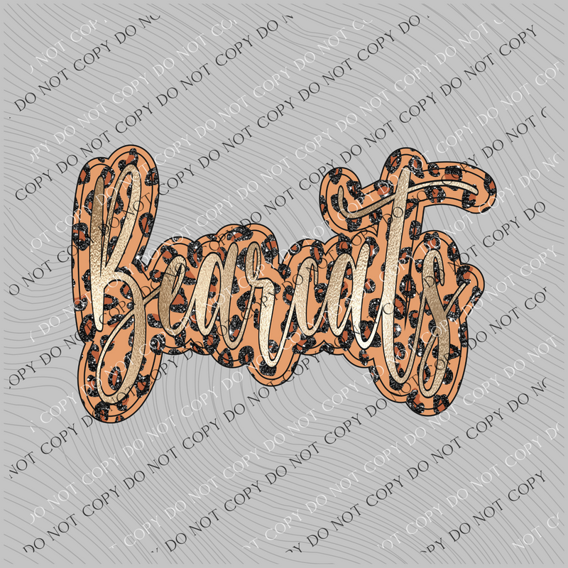 Bearcats Script Leopard Glitter and Foil PNG,  Digital Design