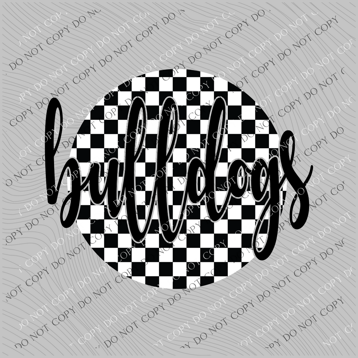 Bulldogs Checkered Circle Cutout Black/White Mascot Digital Design, PNG