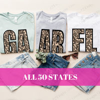 BUNDLE - All 50 States - Leopard State Initials
