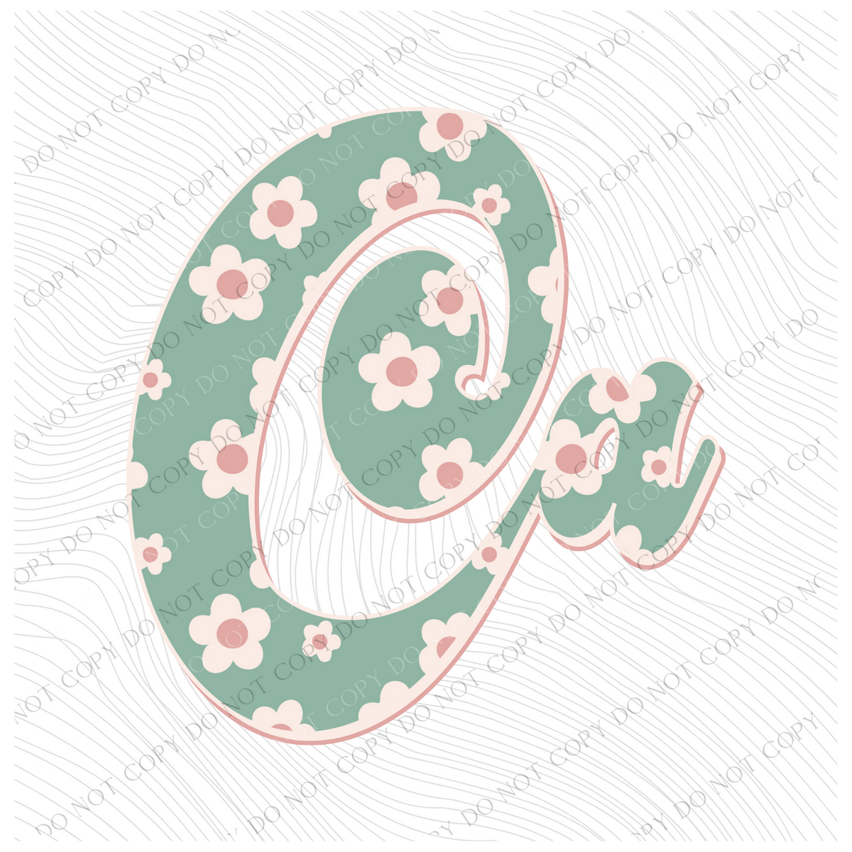 CA California Vintage Floral Green, Pink & Cream Digial Design, PNG