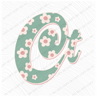 CT Connecticut Vintage Floral Green, Pink & Cream Digial Design, PNG