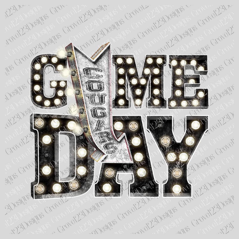 Game Day Cougars Black Marquee Design