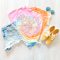 Delaware Retro Swirl Daisies Distressed Pink & Green Spring & Summer Digital Design, PNG