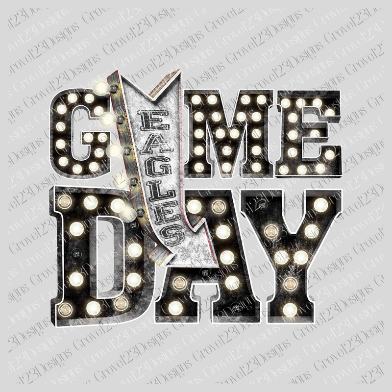 Game Day Eagles Black Marquee Design