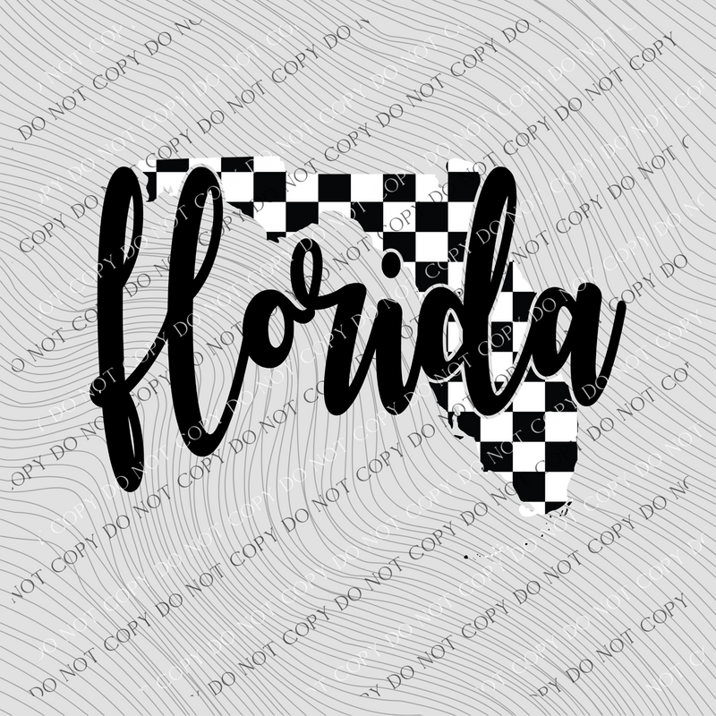Florida Checkered State Black/White Digital Design, PNG