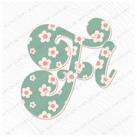 FL Florida Vintage Floral Green, Pink & Cream Digial Design, PNG