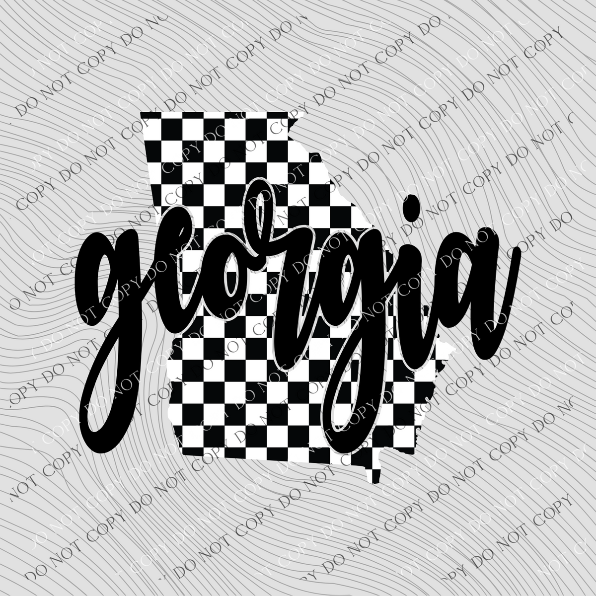 Georgia Checkered State Black/White Digital Design, PNG