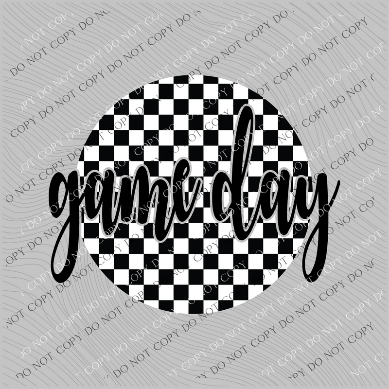 Game Day Checkered Circle Cutout Black/White Digital Design, PNG