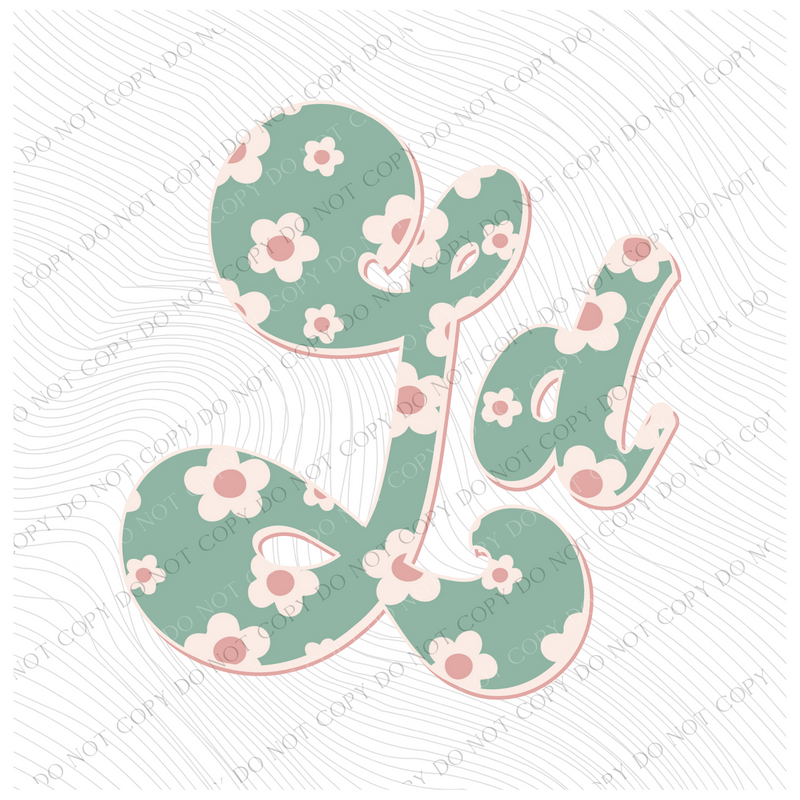 ID Idaho Vintage Floral Green, Pink & Cream Digial Design, PNG