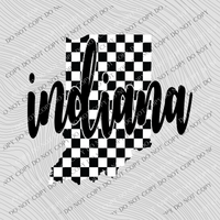 Indiana Checkered State Black/White Digital Design, PNG